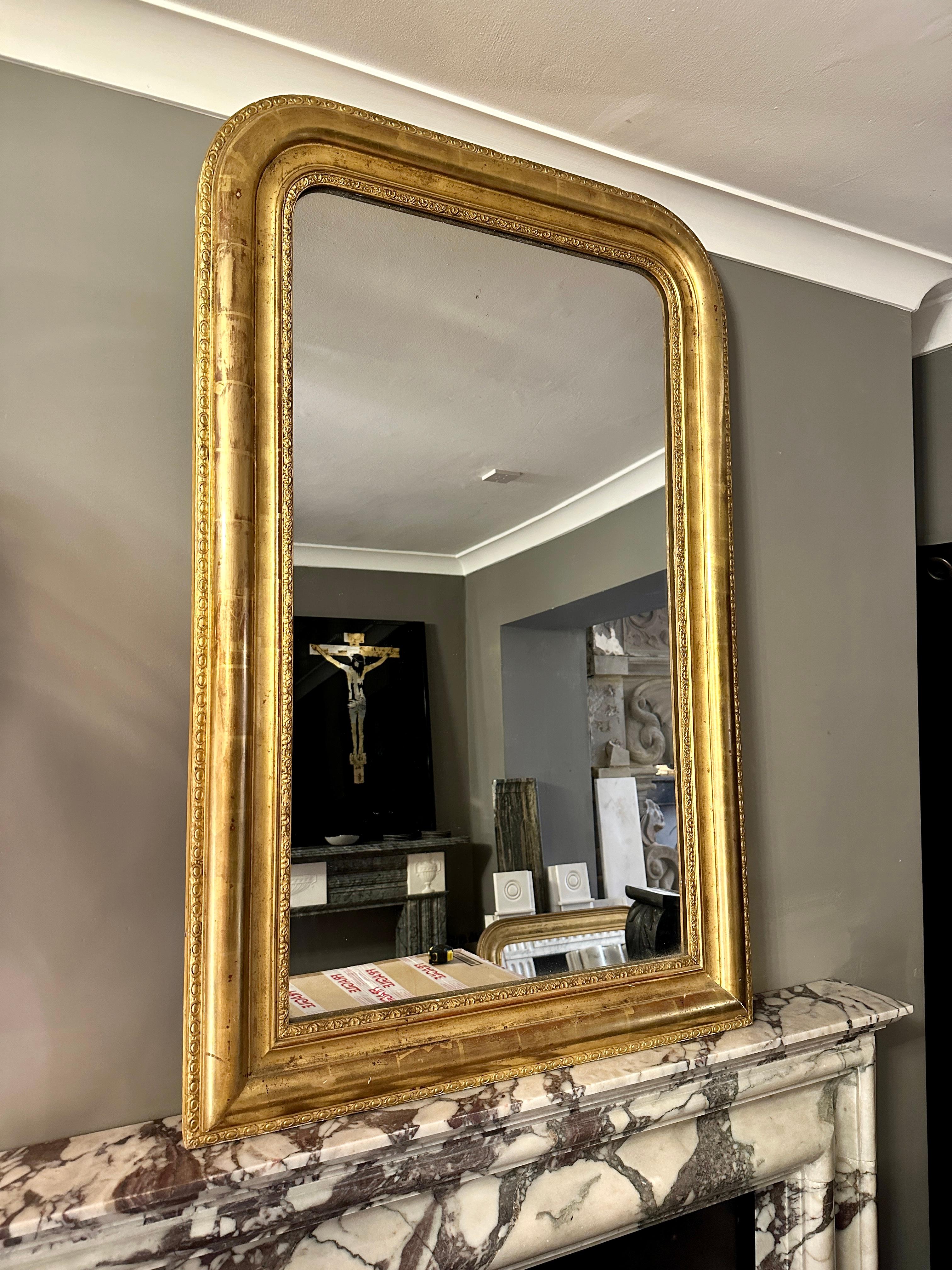 A French Antique Louis Philippe Domed Top Gold Gilt Mirror  1