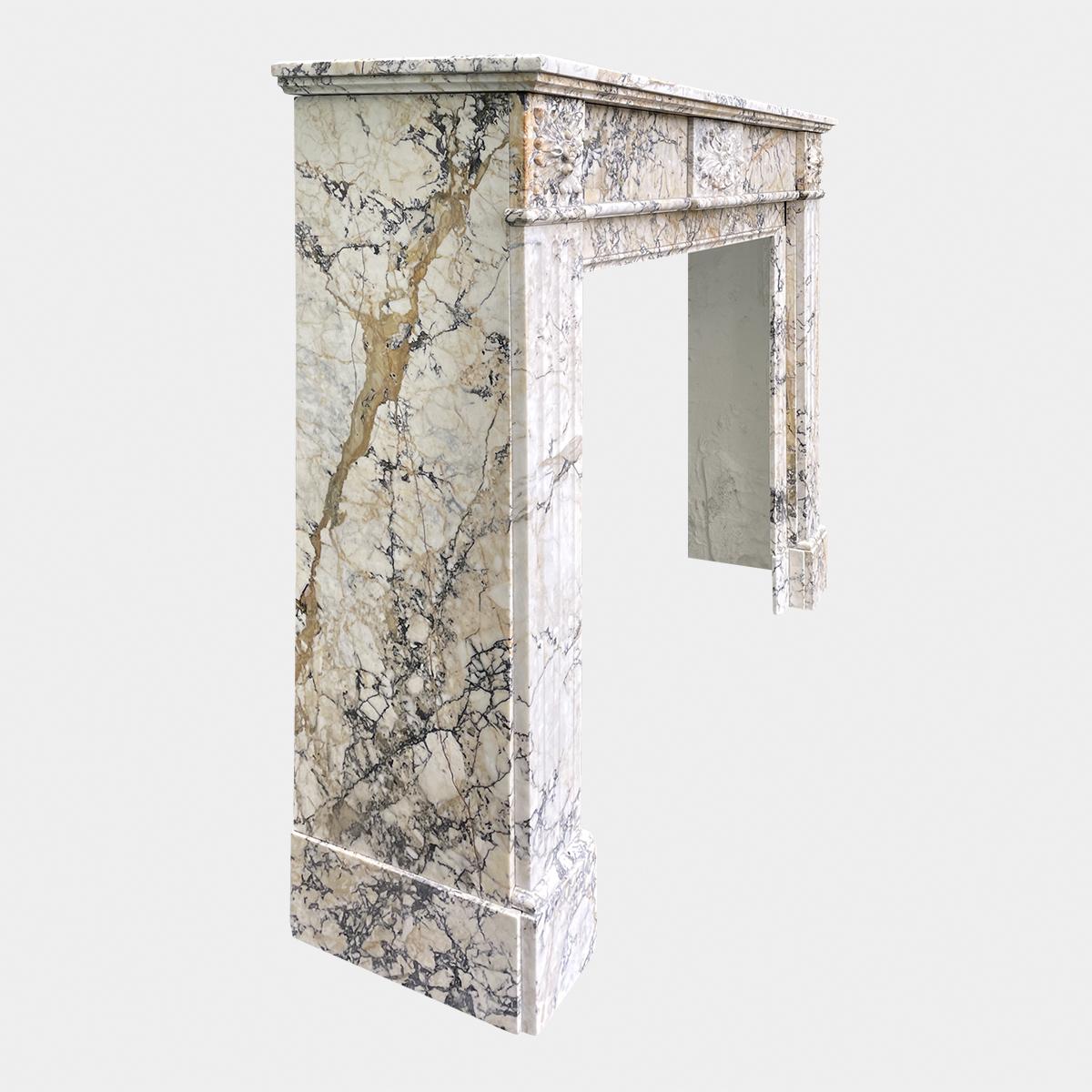 French Antique Louis XVI Style Marble Fireplace Mantel For Sale at 1stDibs