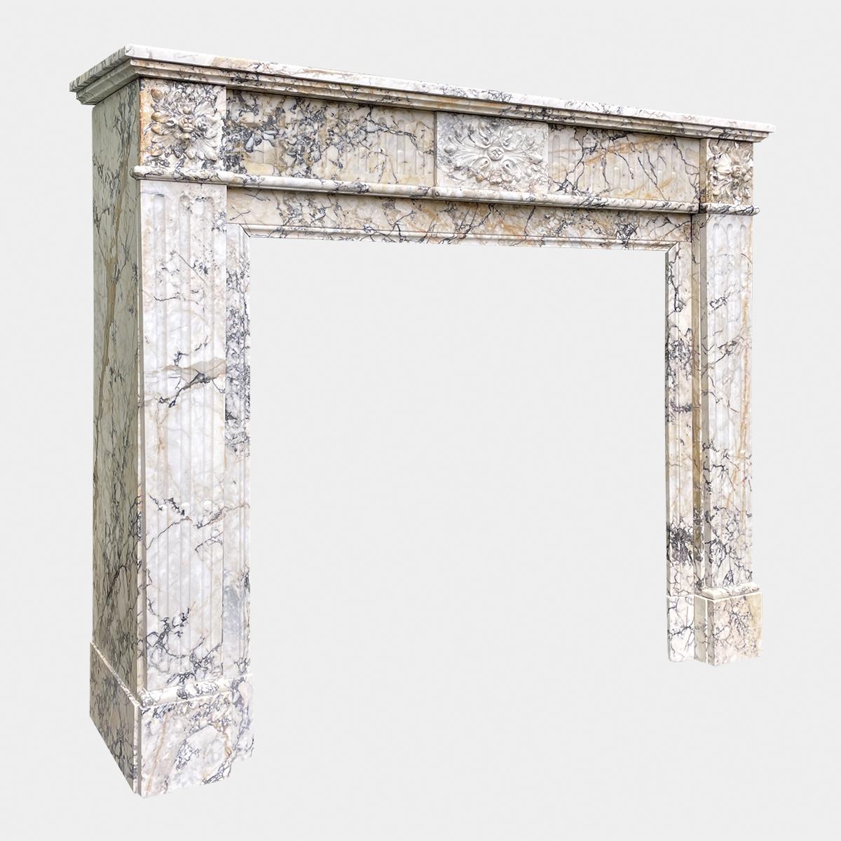 French Antique Louis XVI Style Marble Fireplace Mantel For Sale 1