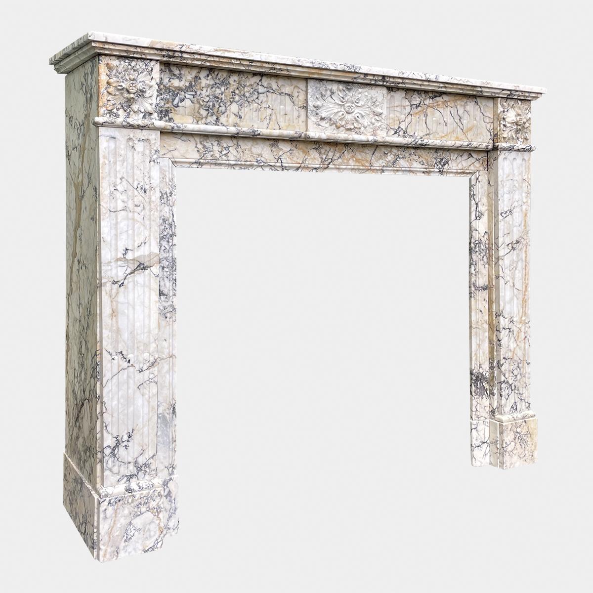 French Antique Louis XVI Style Marble Fireplace Mantel For Sale at 1stDibs