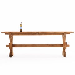 A French Architectural Oak Slab Table, C. 1945.