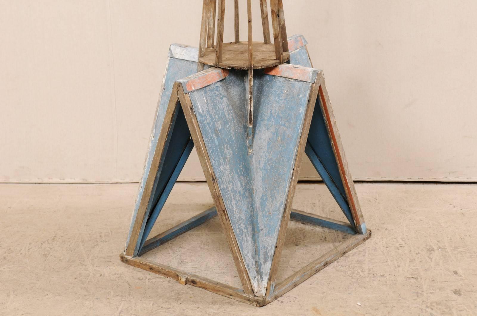 A 5 FT Tall French Architectural Painted Zinc Spire w/Original Soft Blue Paint 1