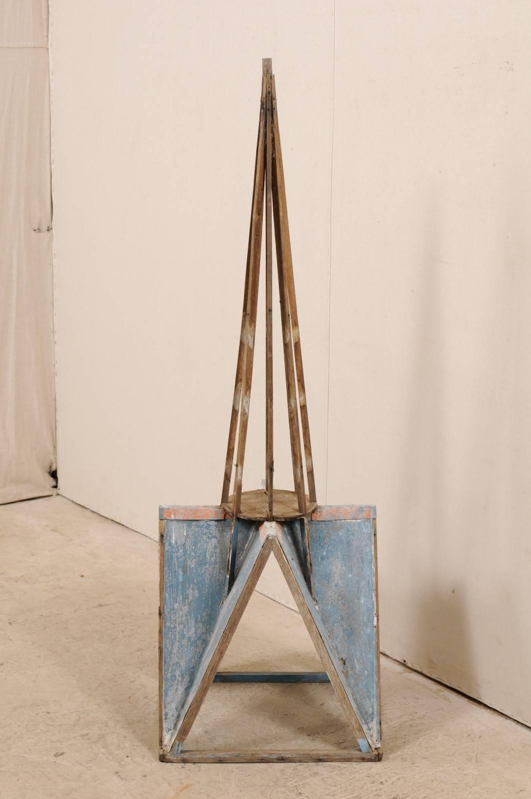 A 5 FT Tall French Architectural Painted Zinc Spire w/Original Soft Blue Paint 3