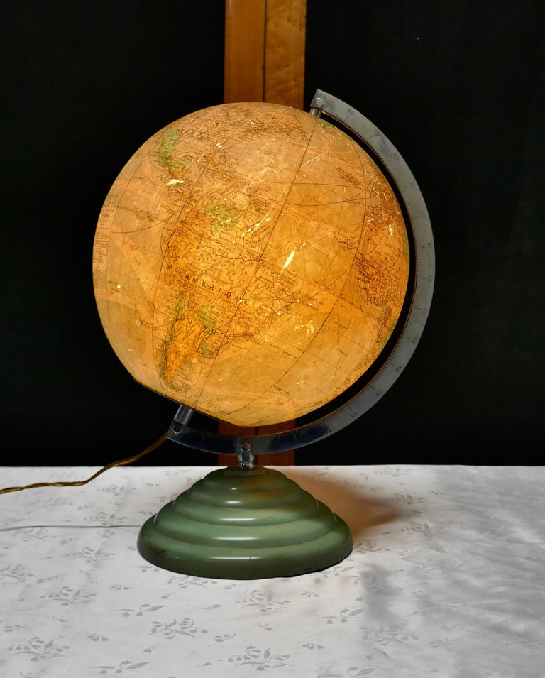 French Art Deco World Globe Light at 1stDibs | art deco globe, world