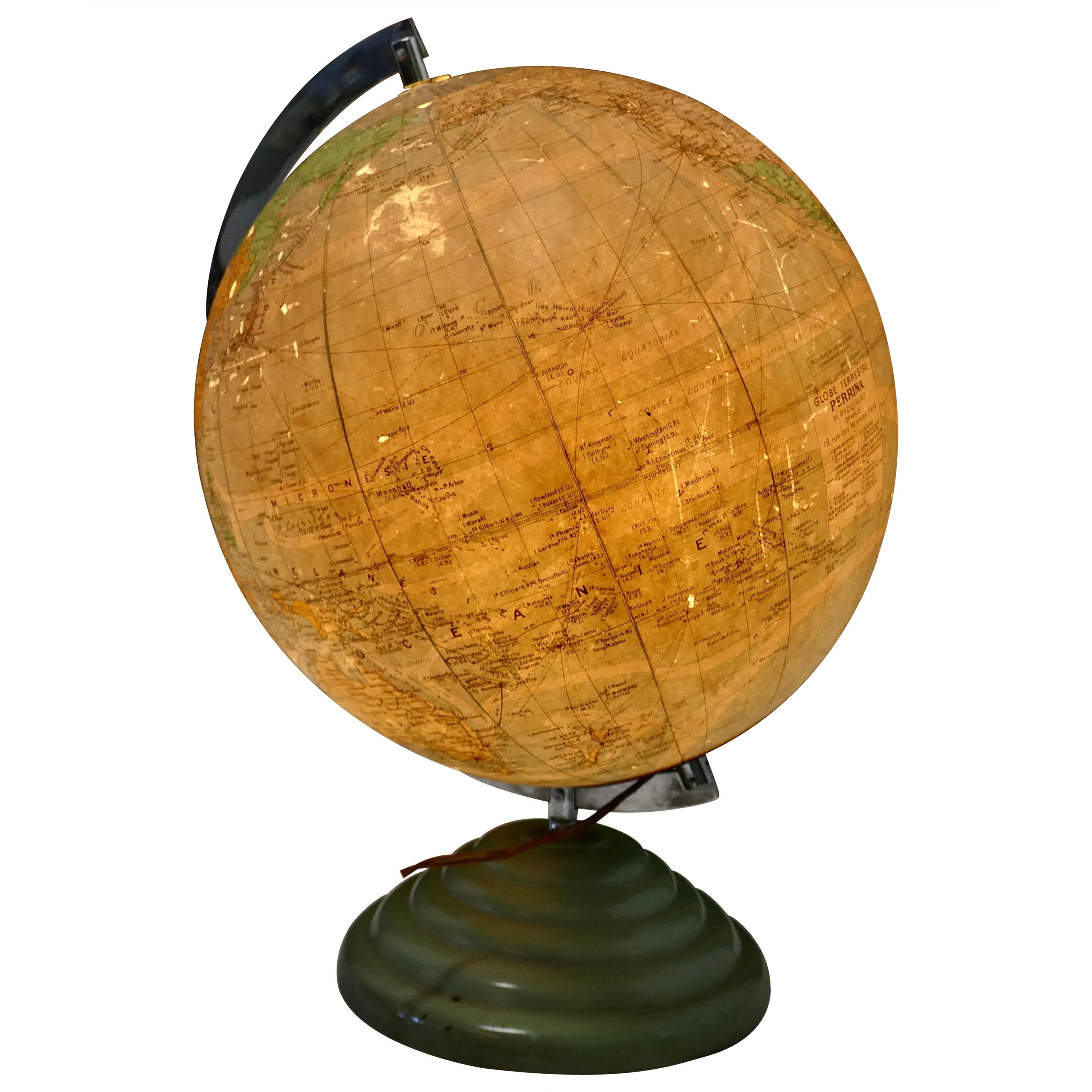 French Art Deco World Globe Light