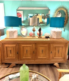 A French Art Deco 1940s bleached oak, four door sideboard