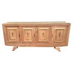 A French Art Deco 1940s bleached oak, four door sideboard