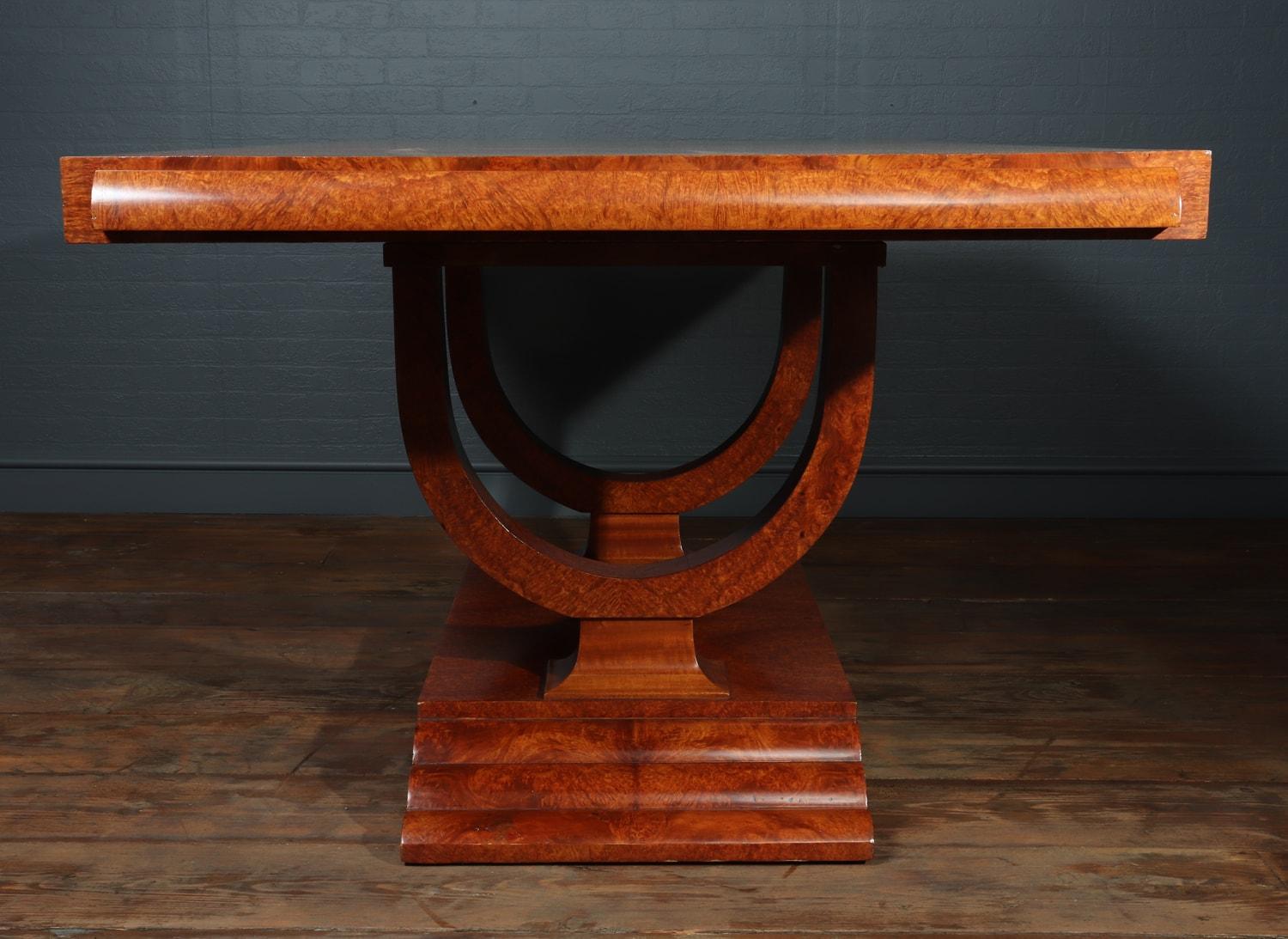 French Art Deco Amboyna Extending Dining Table, circa 1930 For Sale 8