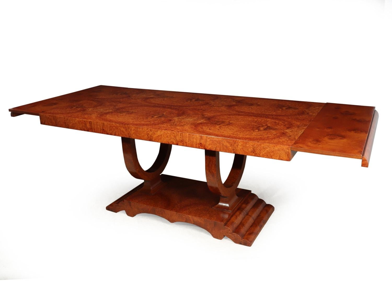 Mid-20th Century French Art Deco Amboyna Extending Dining Table, circa 1930 For Sale