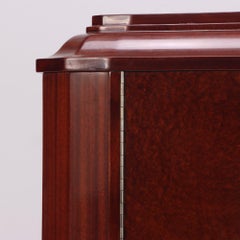 A French Art Deco amboyna wood and mahogany cabinet / wardrobe, C 1930.