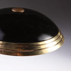 French Art Deco Black and Brass Desk or Table Lamp with Curved Stem
