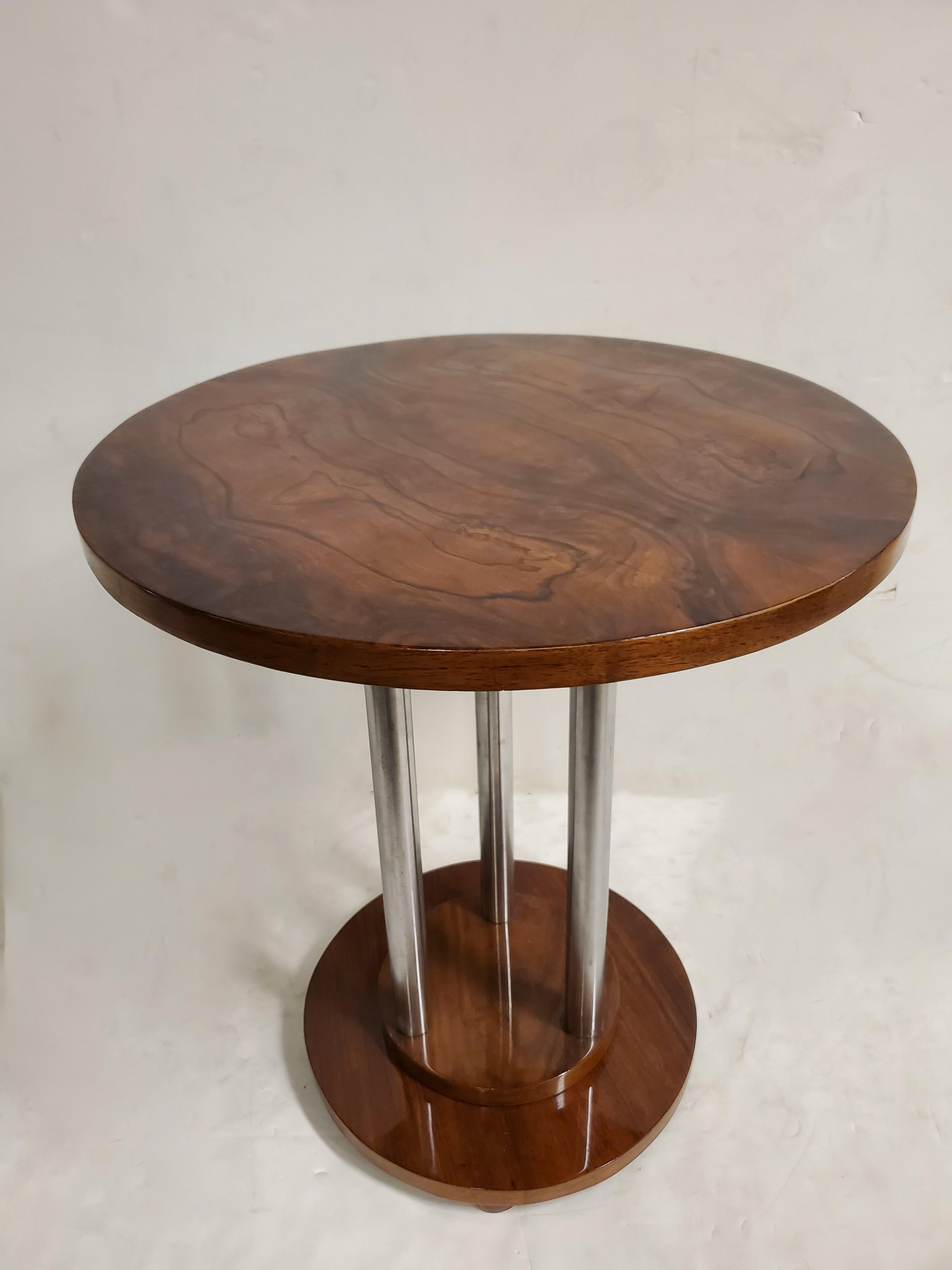 French Art Deco Book Matched, Fully Figured Walnut and Metal End / Side Table 5