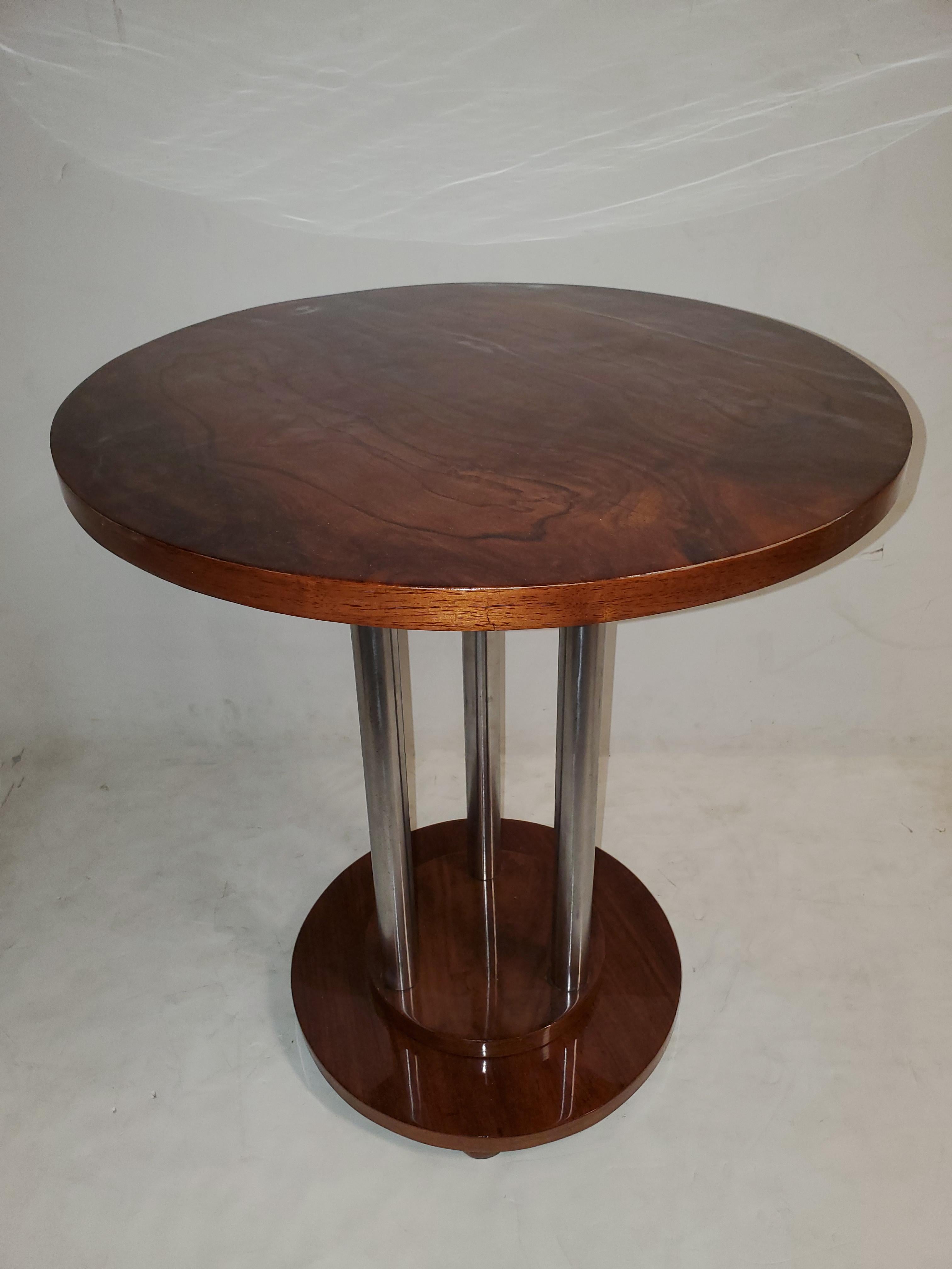 French Art Deco Book Matched, Fully Figured Walnut and Metal End / Side Table 6