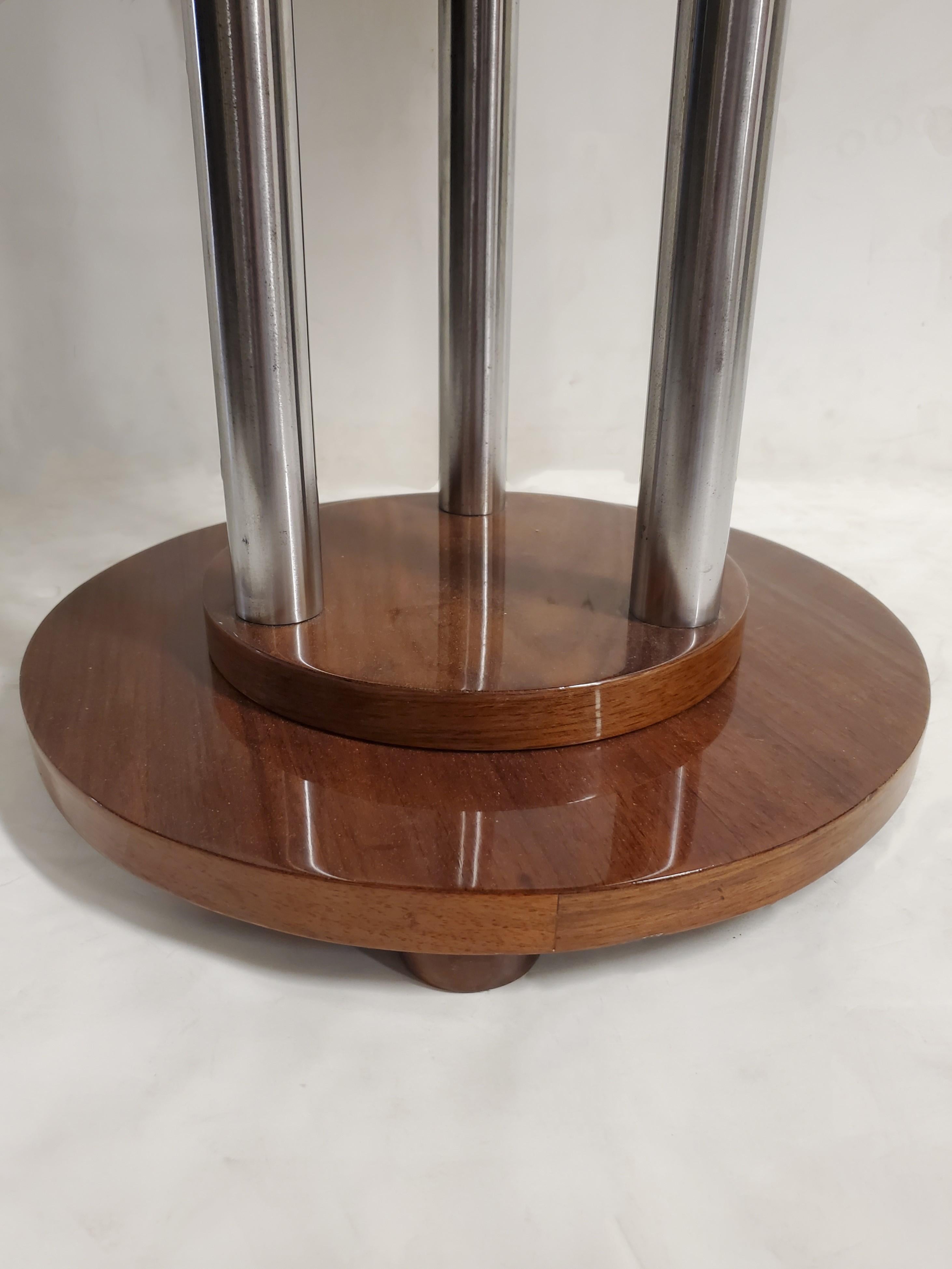 French Art Deco Book Matched, Fully Figured Walnut and Metal End / Side Table 3