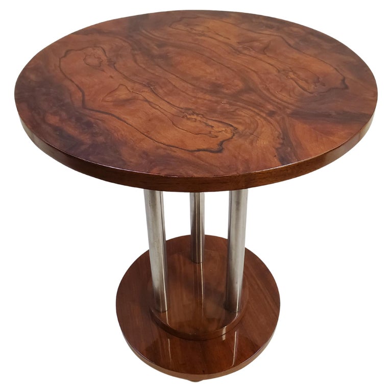 French Art Deco Book Matched, Fully Figured Walnut and Metal End / Side