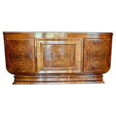 French Art Deco Burl Walnut Buffet Sideborad