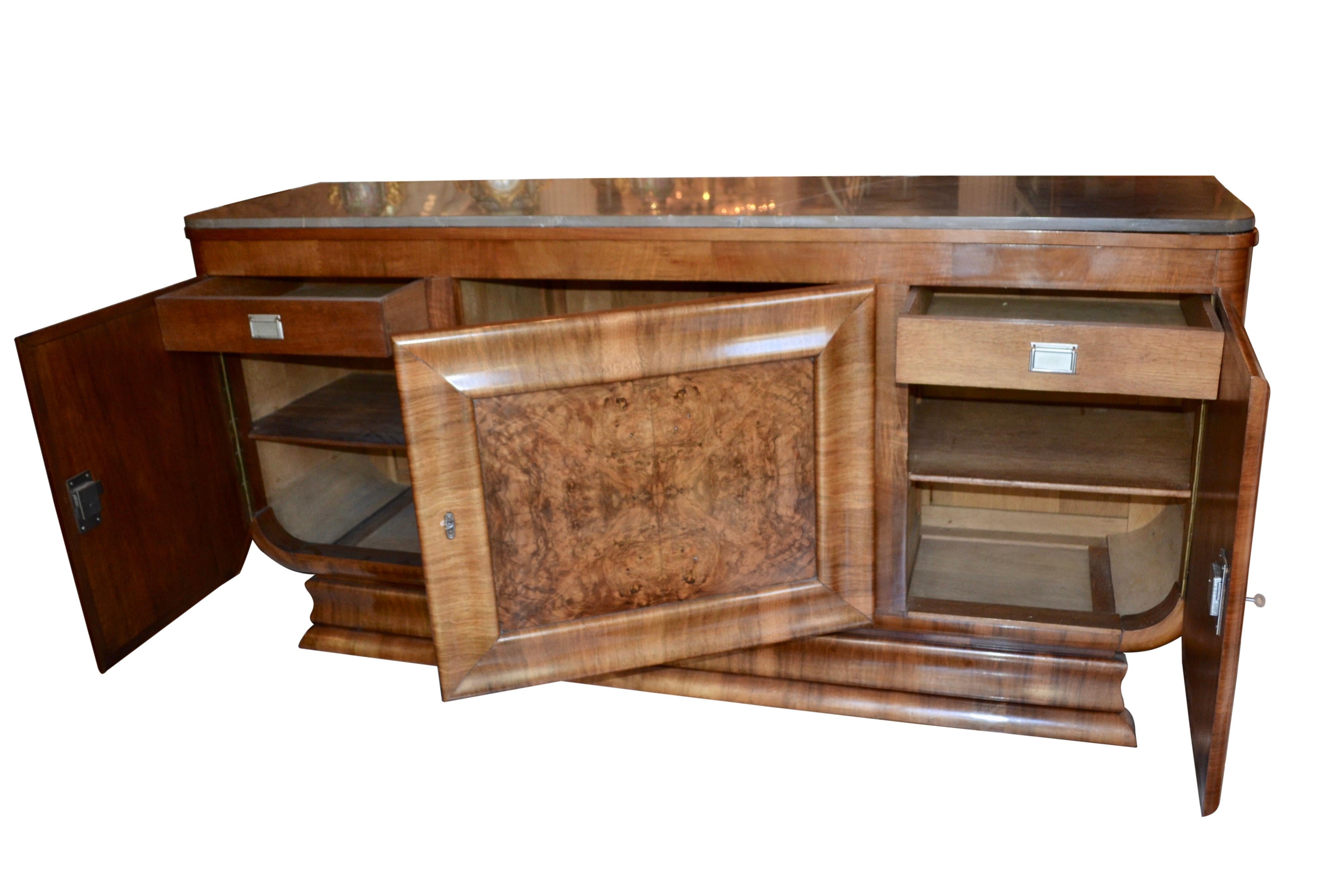 French Art Deco Burl Walnut Buffet Sideborad 2