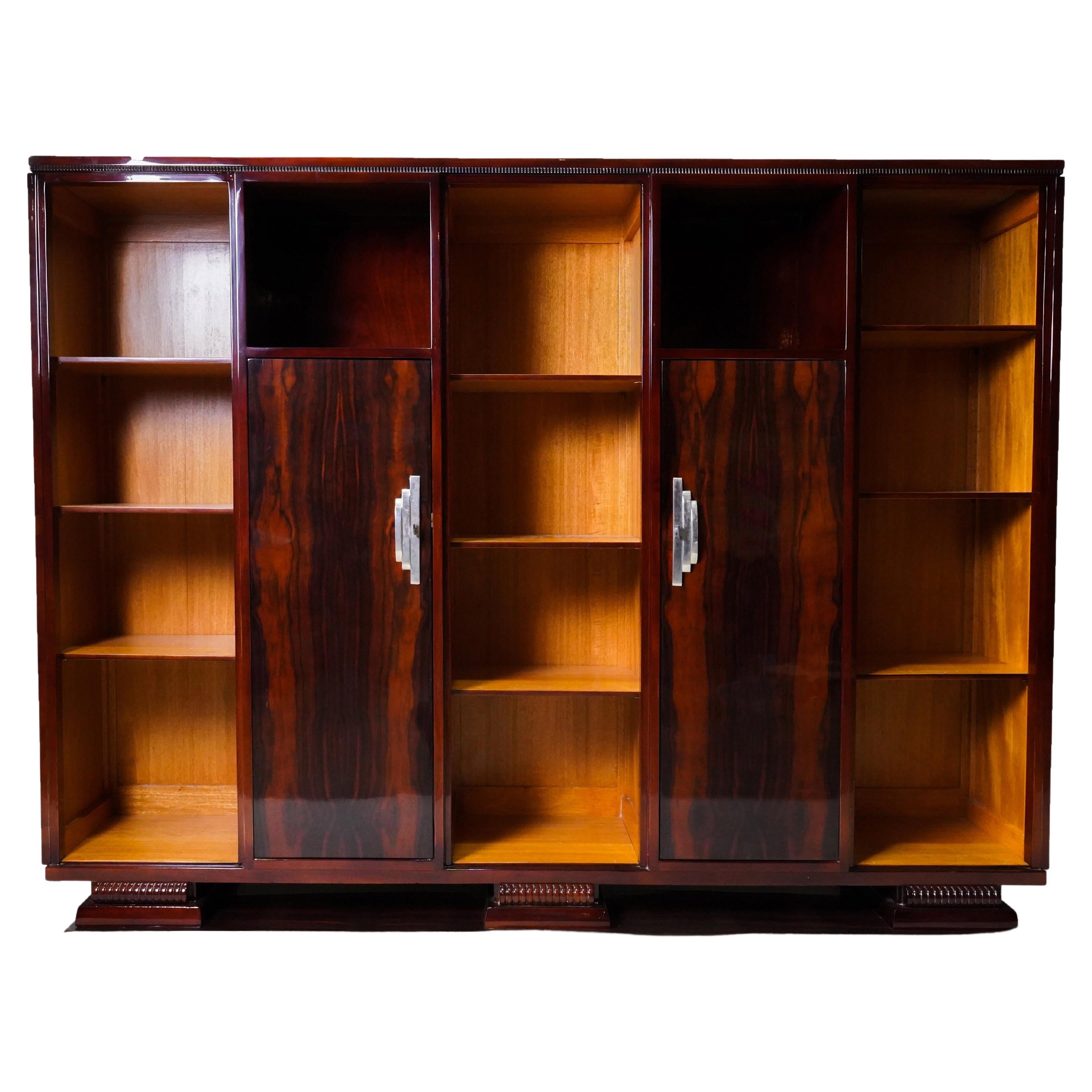 Vintage French Art Deco Display Cabinet From Rosewood Veneer For Sale