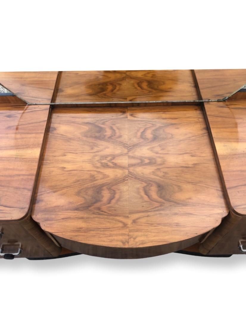 French Art Deco Figured Walnut “U” Base Dressing Table 3