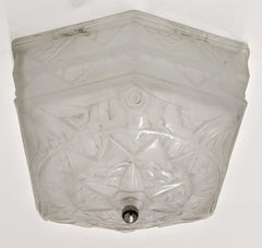 French Art Deco Flush Mount or Pendant Chandelier by Hanots