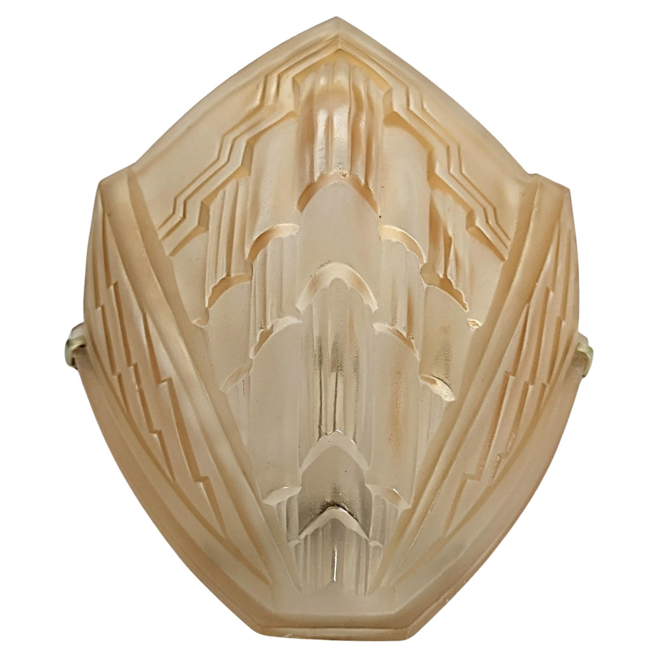 A French Art Deco Geometric Single Sconce Signed by Noverdy For Sale