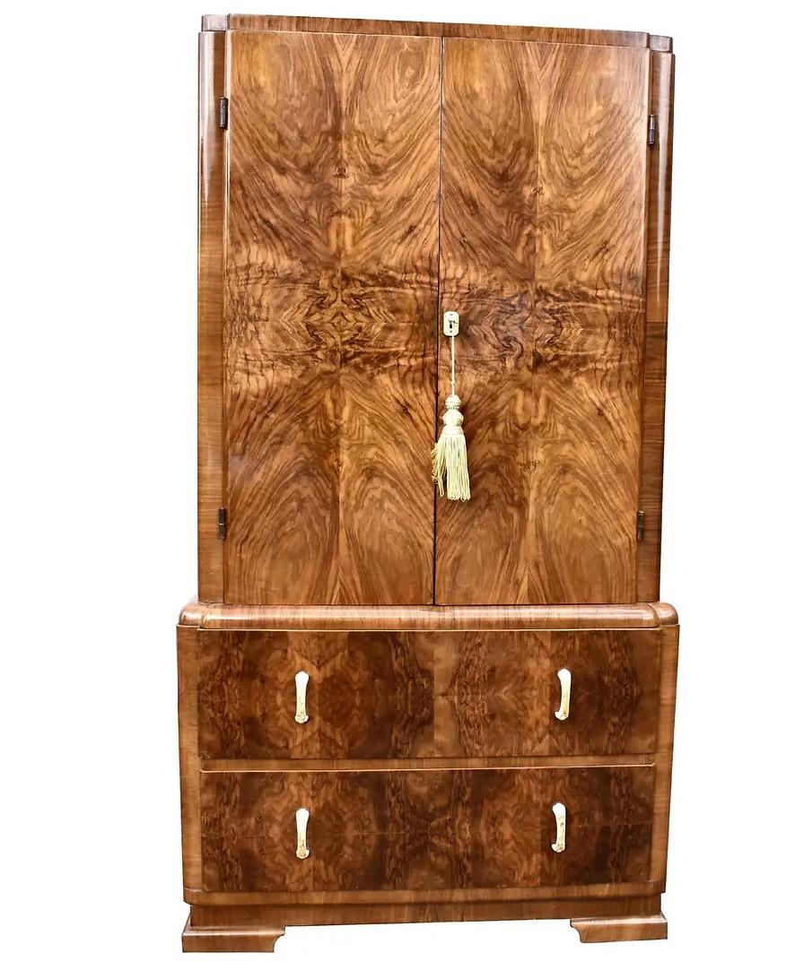 A French Art Deco High End Figured Walnut Tallboy, c1930, 1