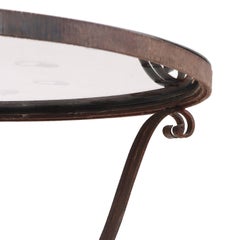 A French Art Deco Iron Mirror-Top Occasional Table, C. 1940.
