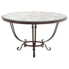 A French Art Deco Iron Mirror-Top Occasional Table, C. 1940.