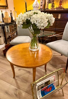 A French Art Deco Josef Frank style maple wood, circular coffee table