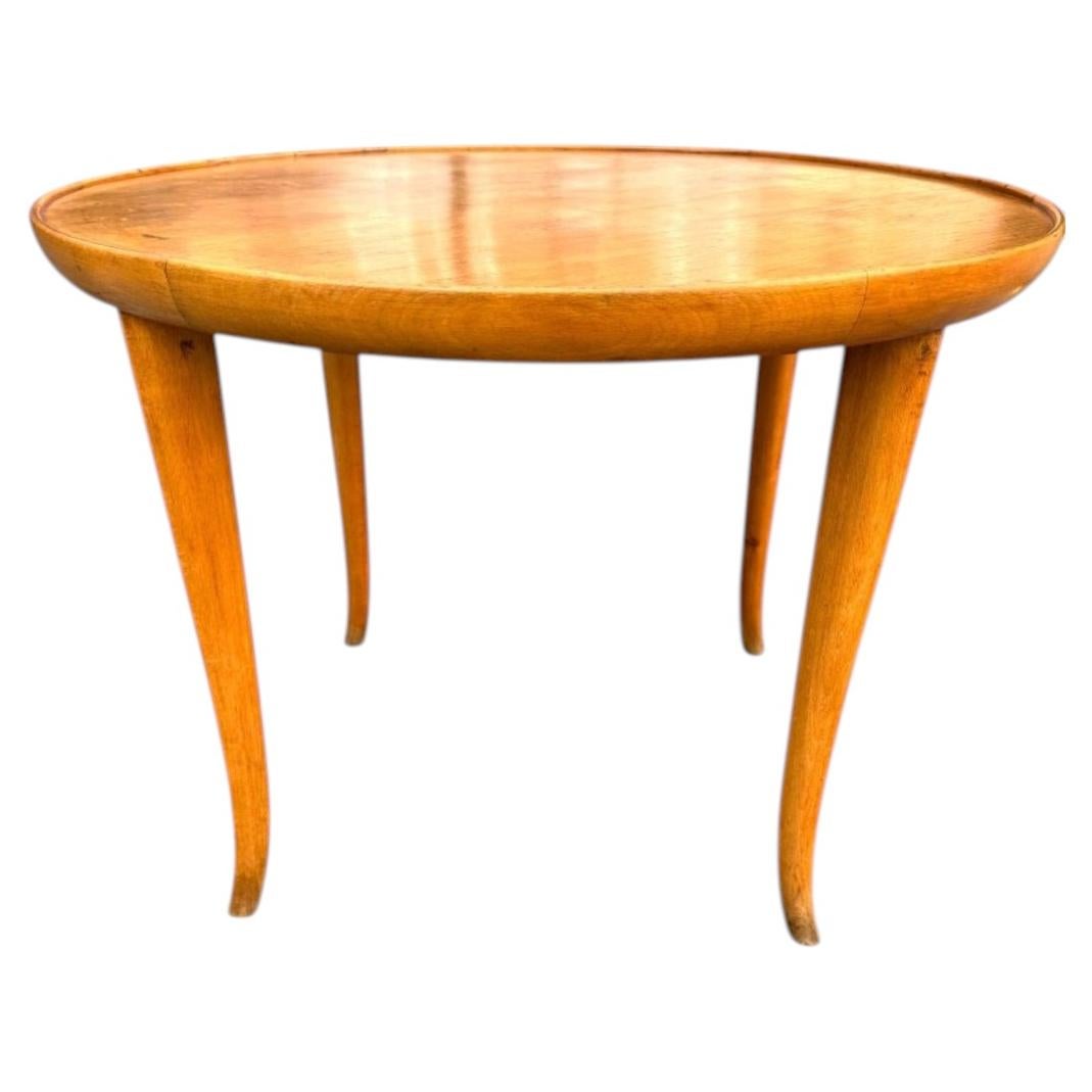 Table basse ronde en bois d'érable, de style Art déco français, signée Josef Frank