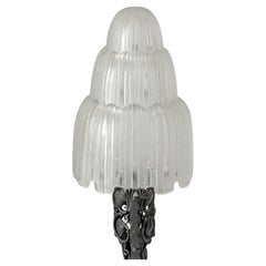A French Art Deco Lamp by Edgar Brandt with Waterfall Sabino Shade