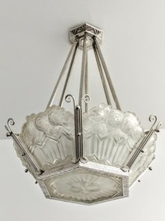 French Art Deco Pendant Chandelier by Noverdy