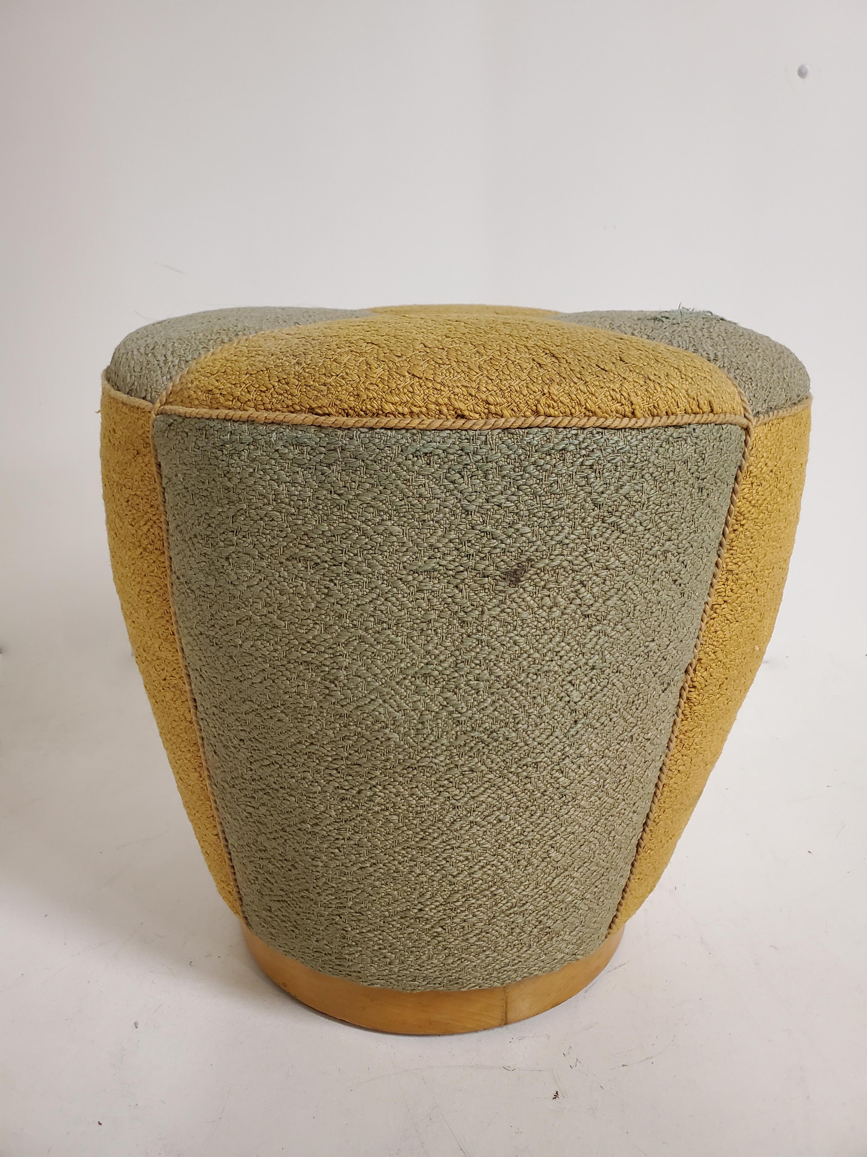 Art Deco Pouf Upholstered in Original Fabric - Jindrich Halabala  7