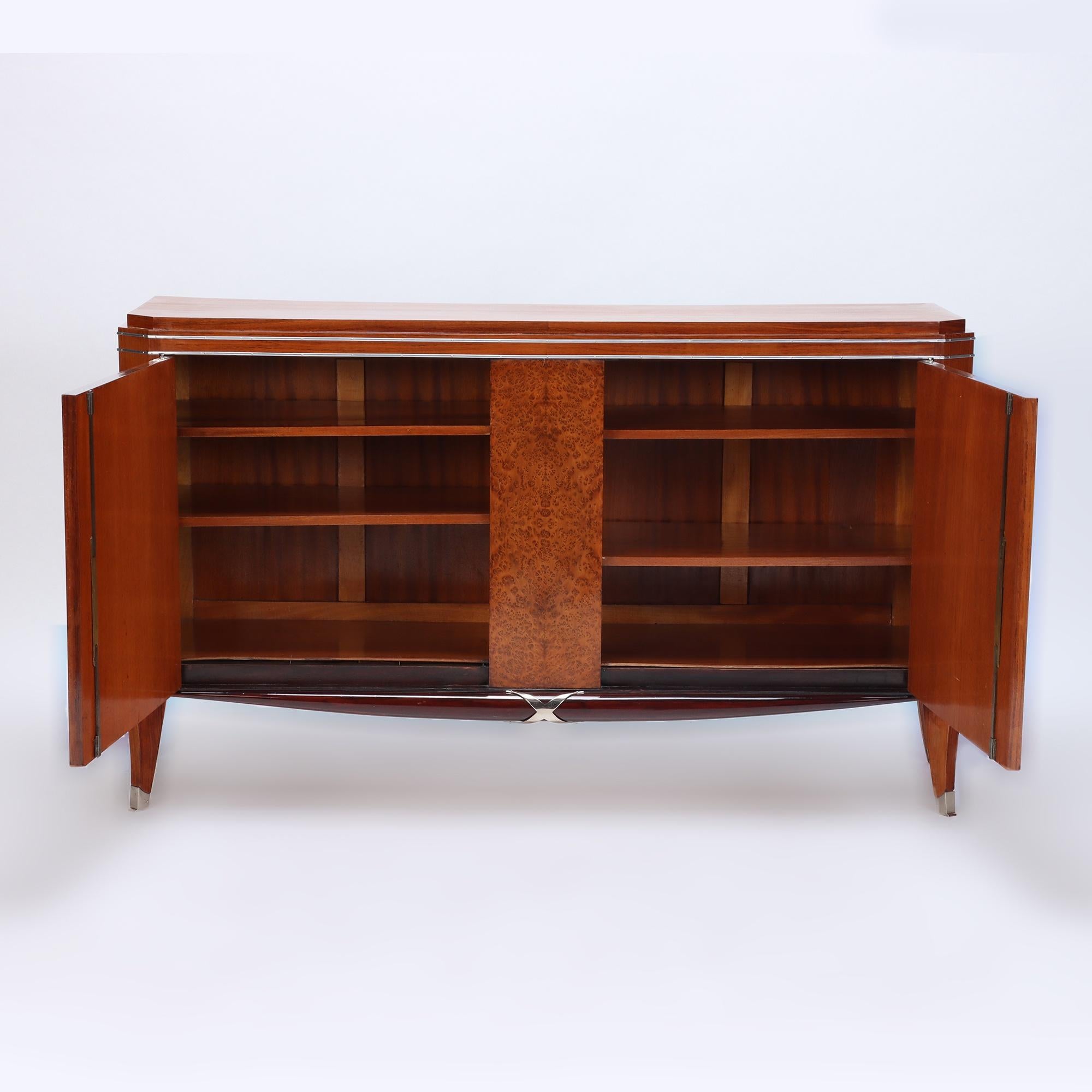 French Art Deco Rosewood and Burl Walnut Server, circa 1935.  6