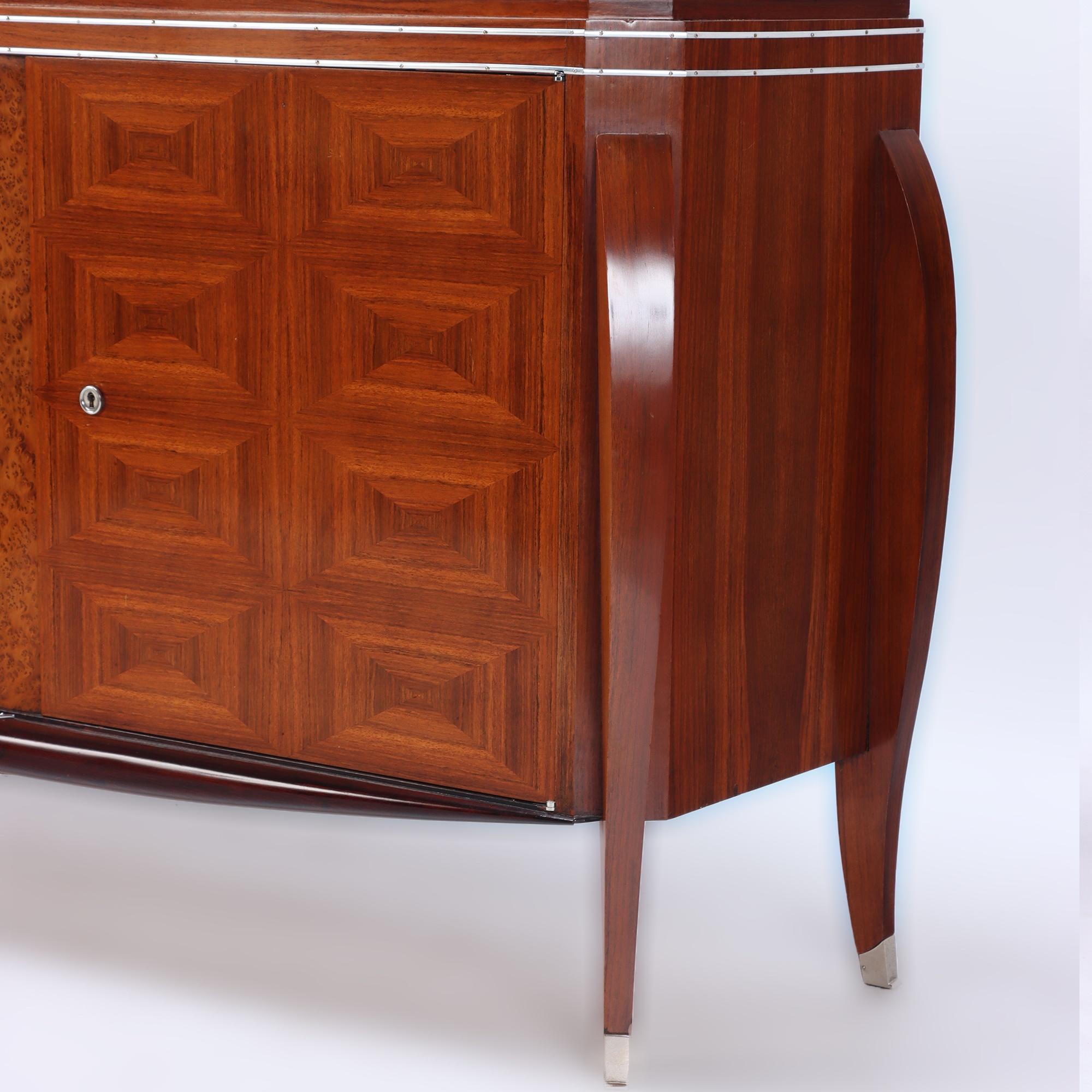 French Art Deco Rosewood and Burl Walnut Server, circa 1935.  In Good Condition In Philadelphia, PA