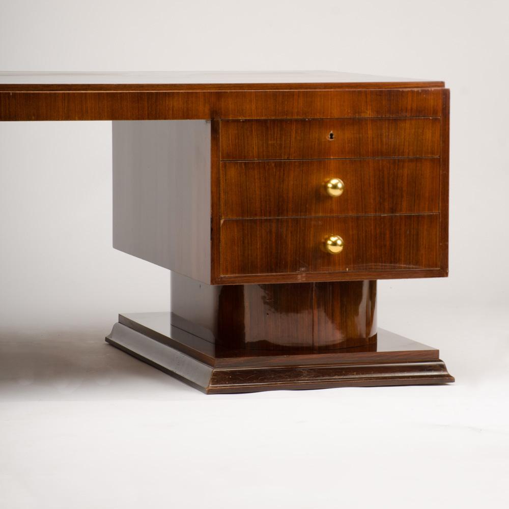 European French Art Deco Rosewood Executive Desk, circa 1930