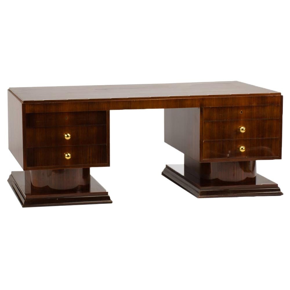 French Art Deco Rosewood Executive Desk, circa 1930