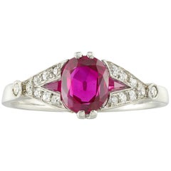 French Art Deco Ruby and Diamond Ring