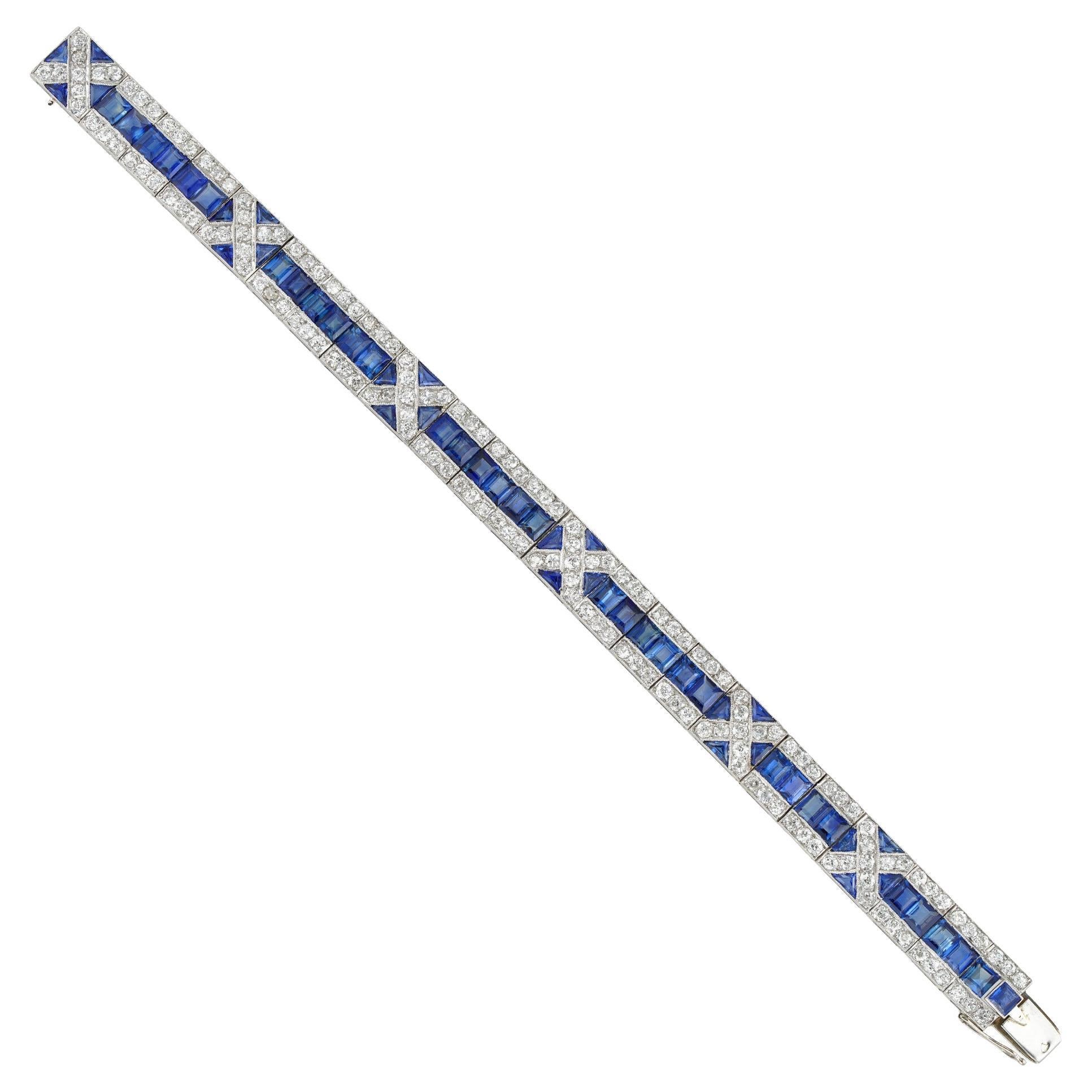 A French Art Deco sapphire and diamond bracelet