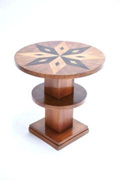 A French Art Deco Side Table, Wood Inlayed & Veneer, France 1930s