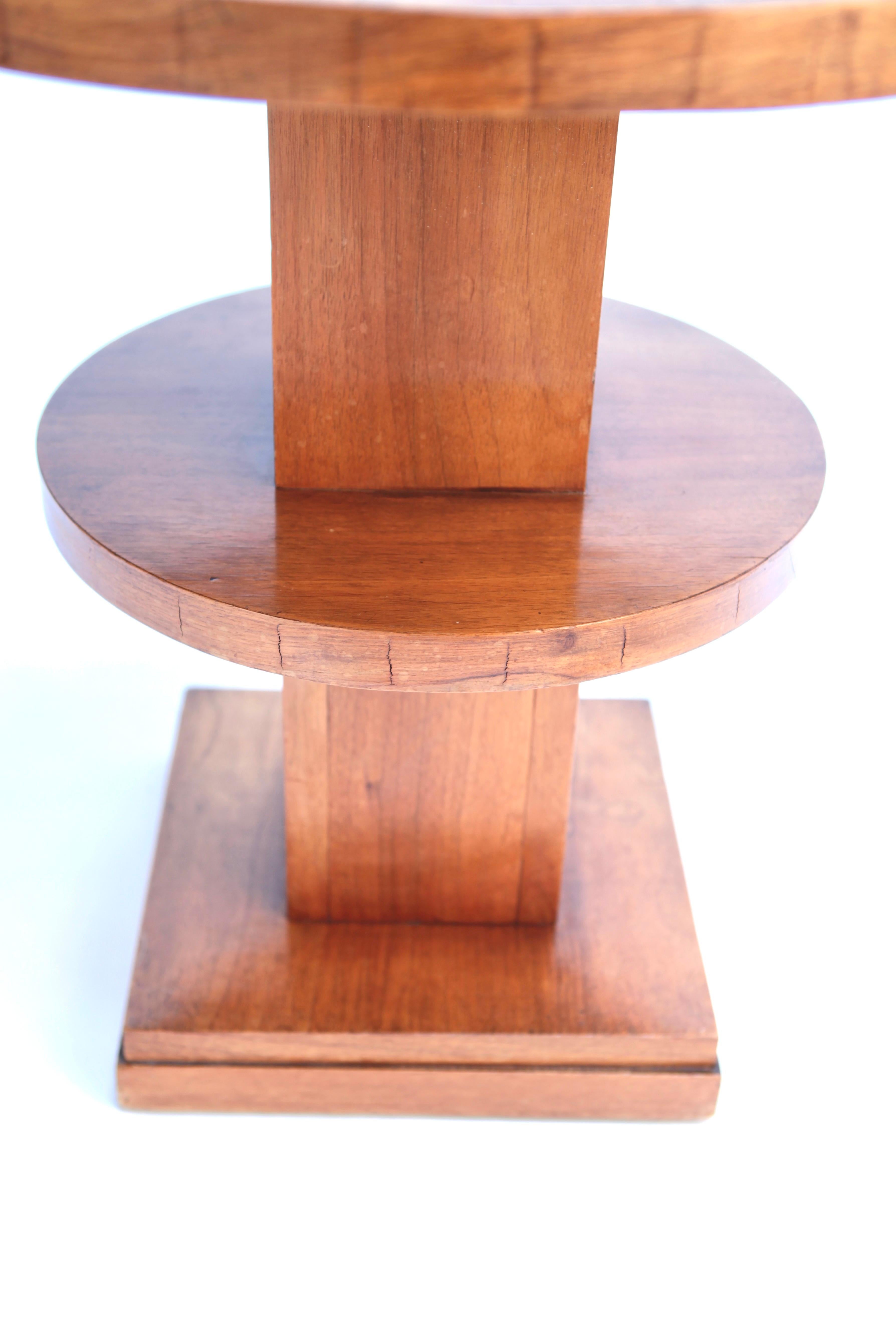 A French Art Deco Side Table, Wood Inlayed & Veneer, France 1930s For Sale 1