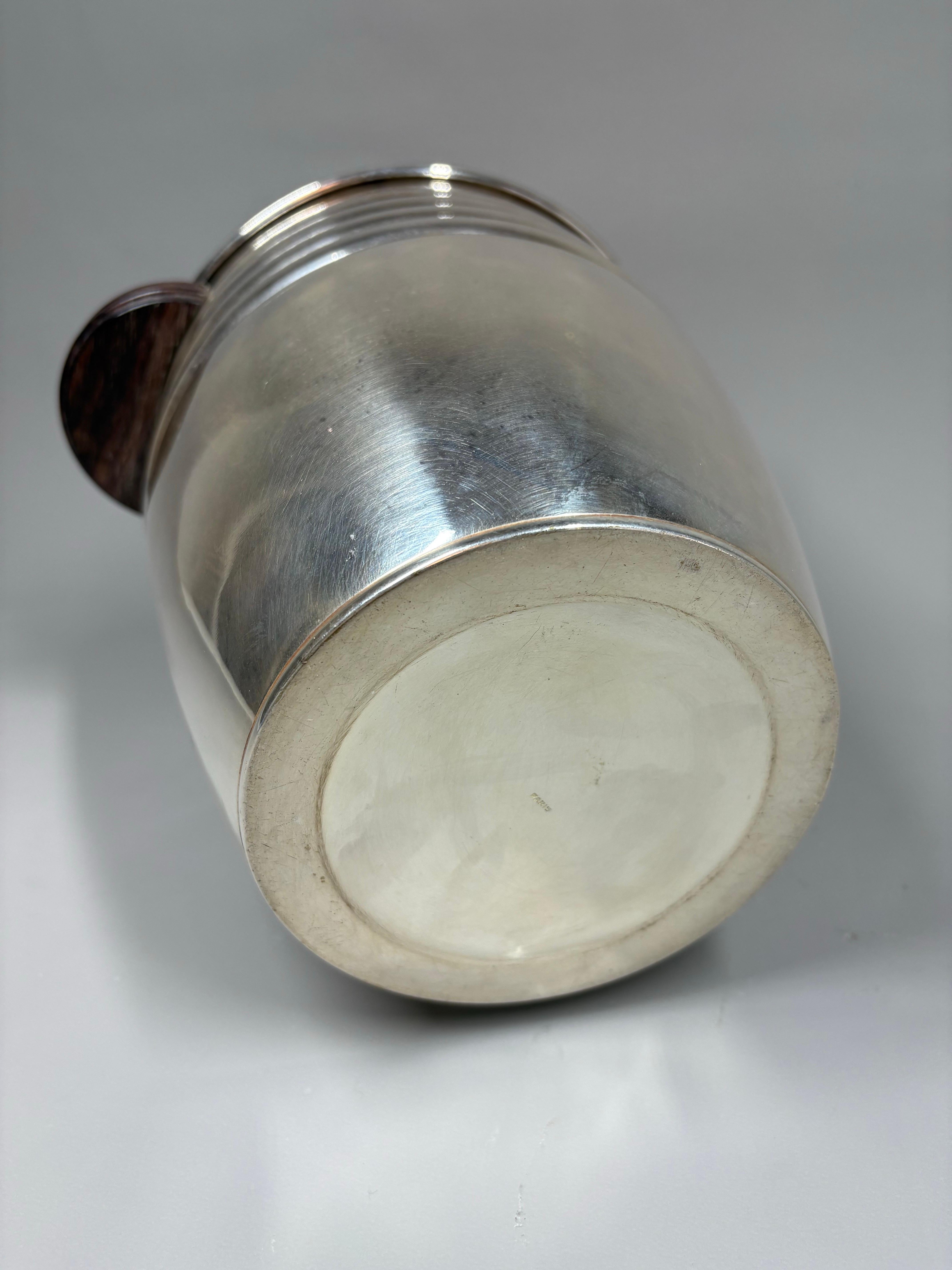 Französischer versilberter Champagner-/Weinkühler im Art-Déco-Stil mit Griffen aus Palisanderholz im Angebot 4