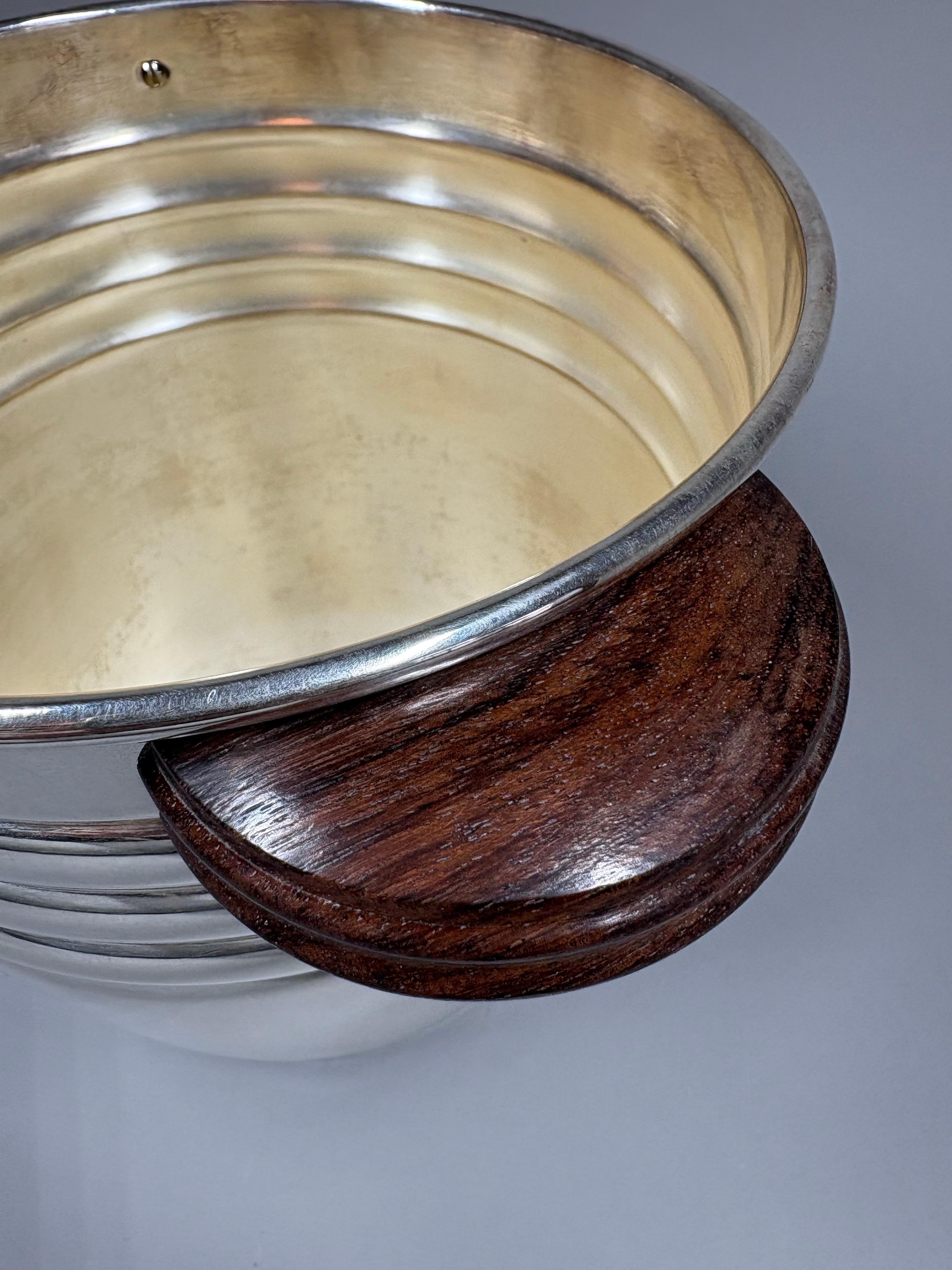 Französischer versilberter Champagner-/Weinkühler im Art-Déco-Stil mit Griffen aus Palisanderholz im Angebot 2