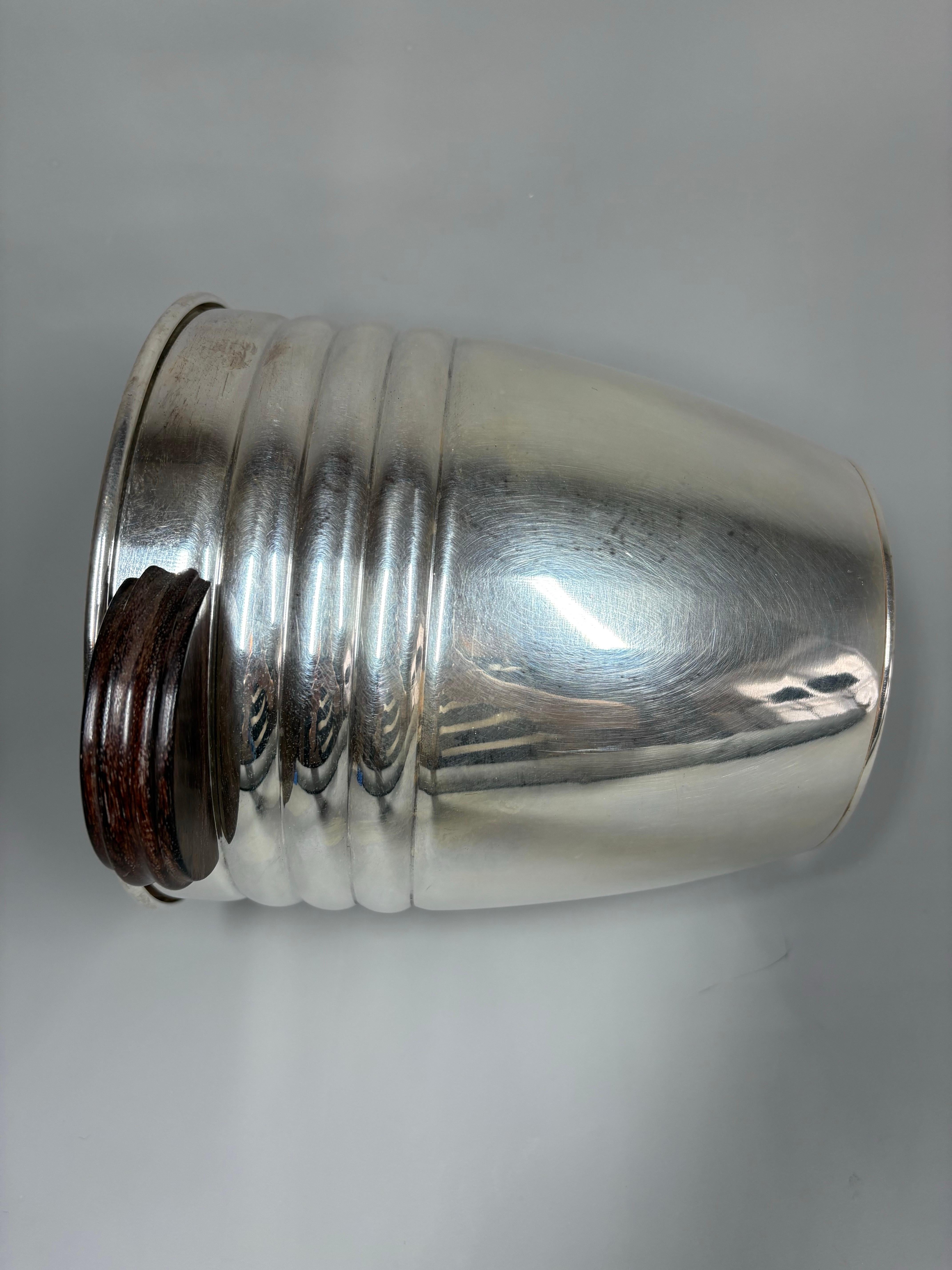 Französischer versilberter Champagner-/Weinkühler im Art-Déco-Stil mit Griffen aus Palisanderholz im Angebot 3