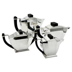 A French Art Deco silver plated coffee and tea set, by Argental, circa 1930