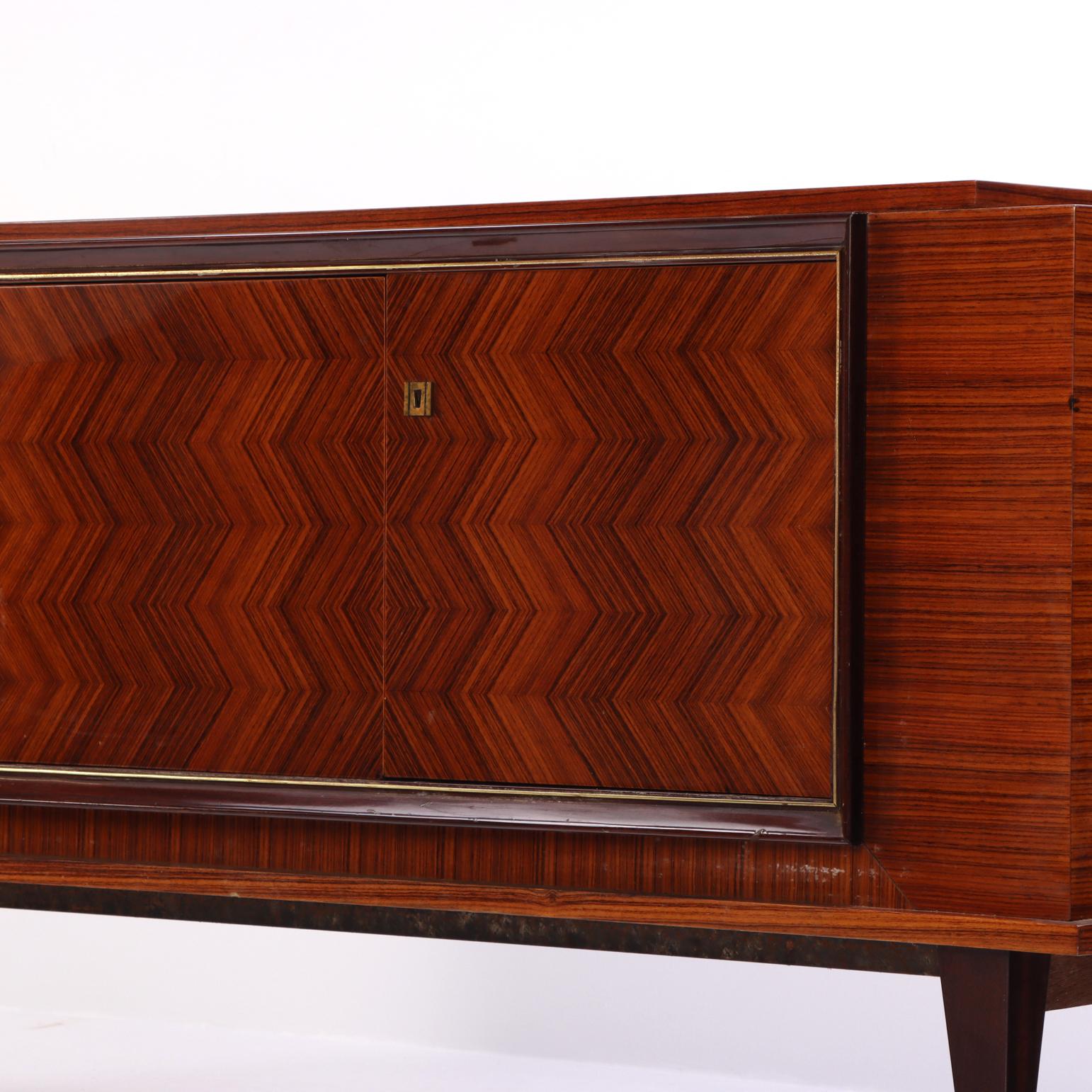 20th Century A French Art Deco style Exotic Wood Sideboard / Buffet, C. 1945. For Sale