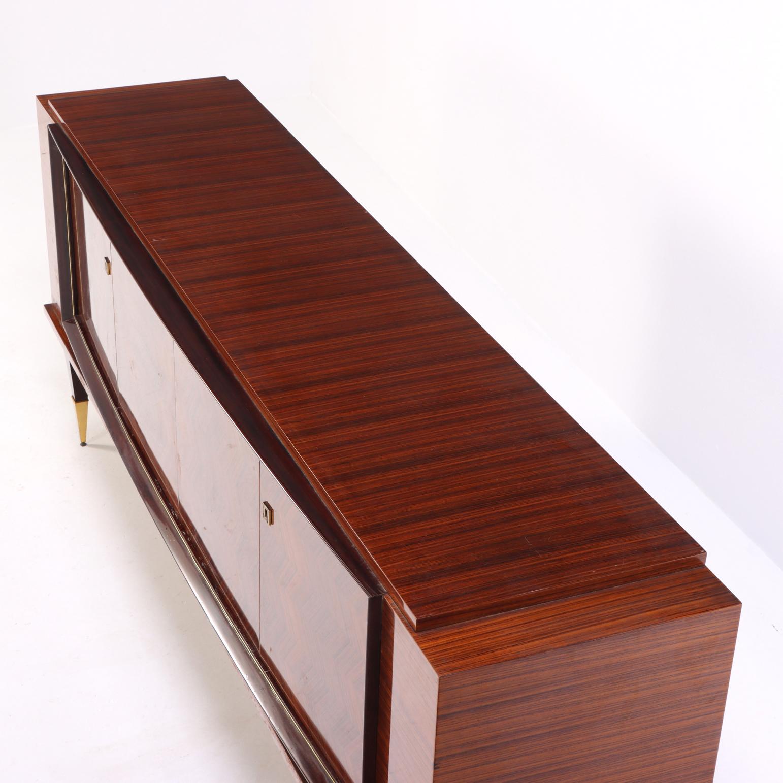 A French Art Deco style Exotic Wood Sideboard / Buffet, C. 1945. For Sale 3