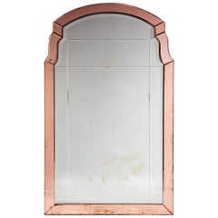 French Art Deco Wall Mirror with Cut-Glass Peach Borders