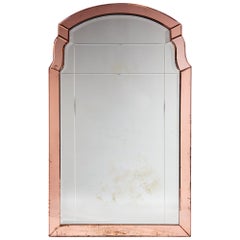 French Art Deco Wall Mirror with Cut-Glass Peach Borders