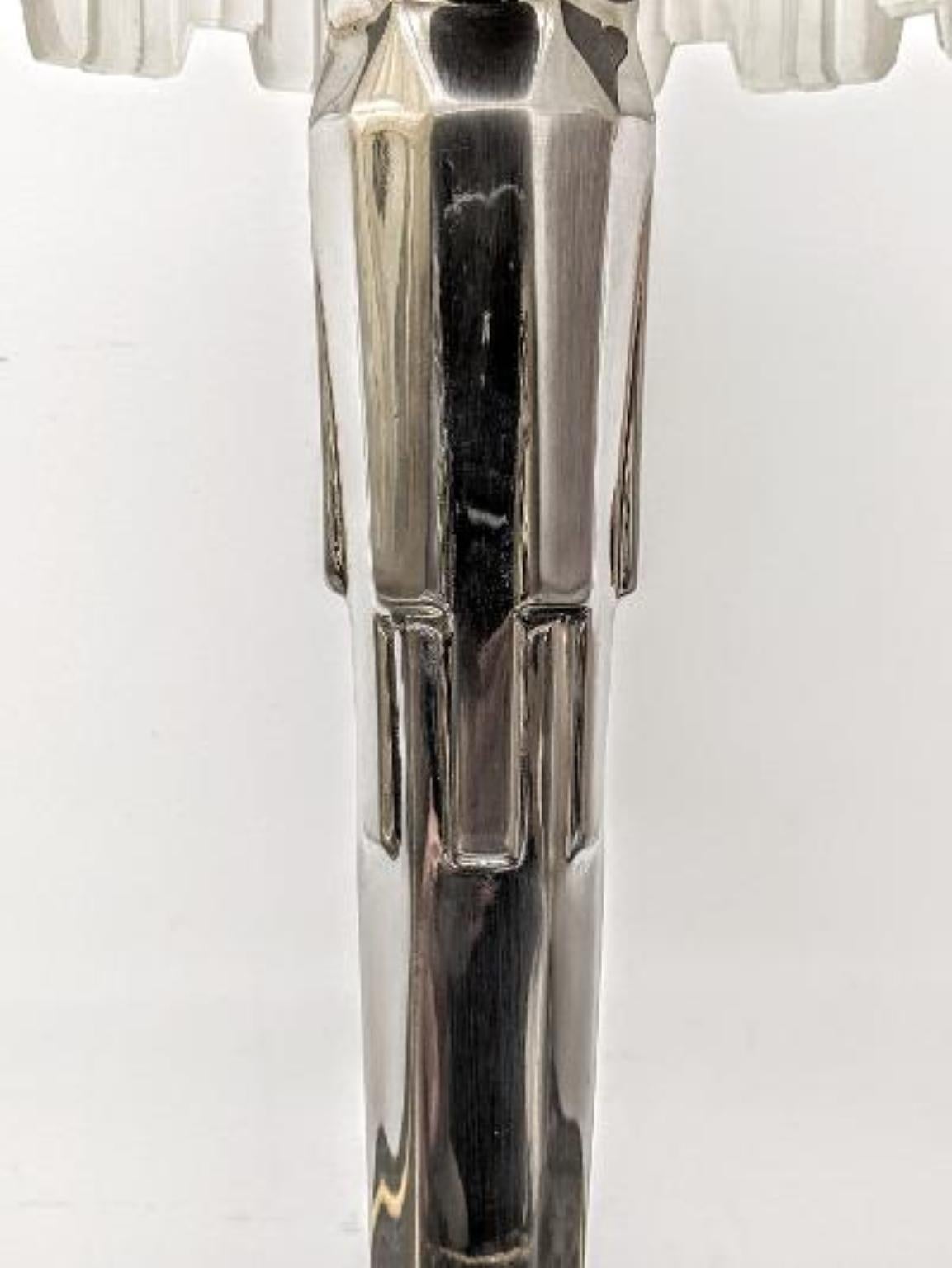 French Art Deco waterfall Table Lamp Signed by Sabino (pair available) In Good Condition For Sale In Long Island City, NY